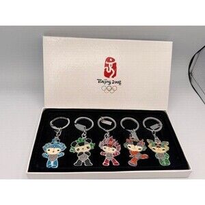 NEW In Box Official 2008 Beijing Olympics Set of Mascot Keychains 5 pieces